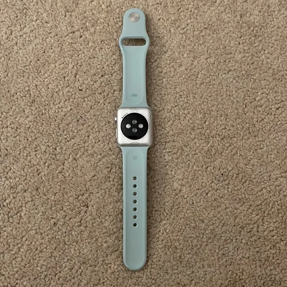Apple Watch With Blue silicone strap